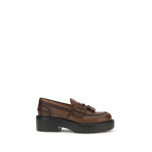 Miu Miu Brown Calf Leather Bos Taurus Platform Women's Loafers